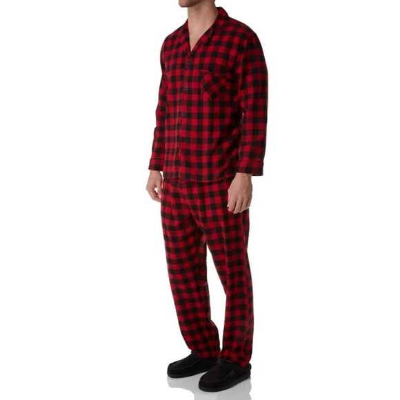 HANES Pajamas Mens Size 2XL Red Buffalo Check Big & Tall Flannel Sleepwear PJs - Picture 1 of 5